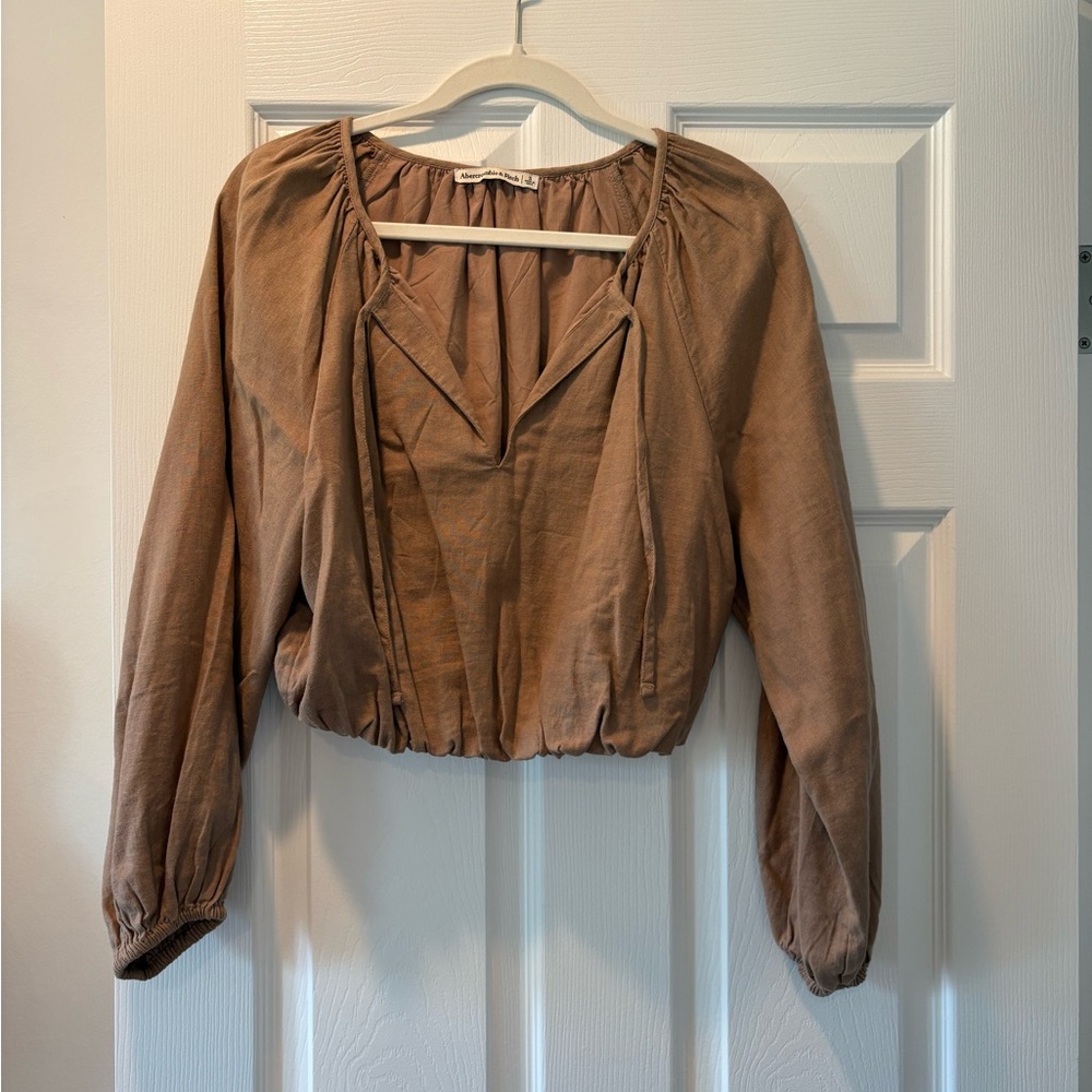 Abercrombie Brown Linen Blouse